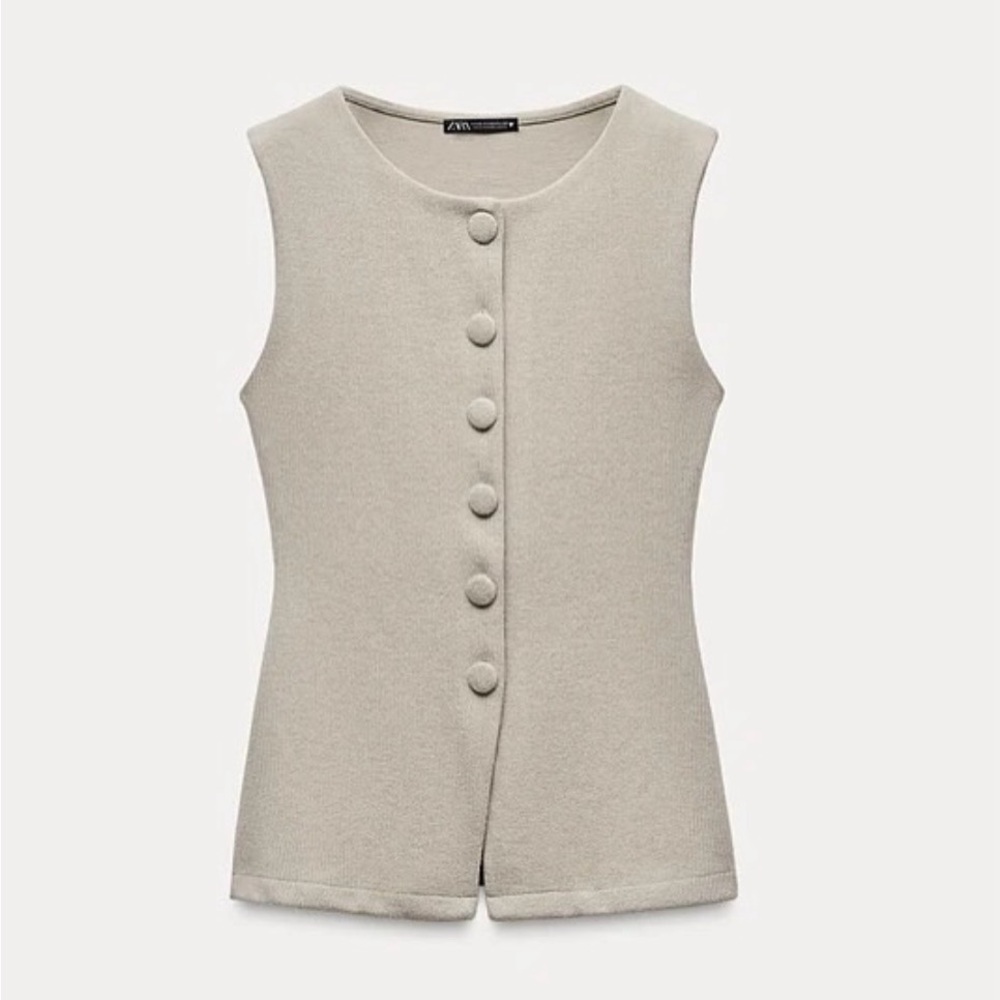 Zara Women's Grey Button-Front Blouse